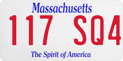 MA license plate 117SQ4