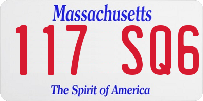 MA license plate 117SQ6