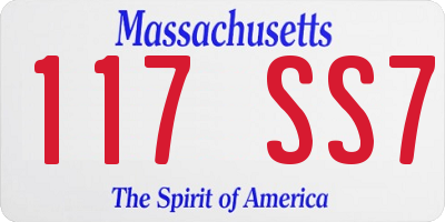 MA license plate 117SS7