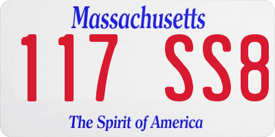 MA license plate 117SS8