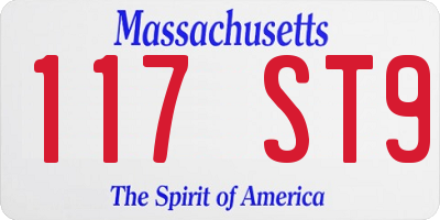 MA license plate 117ST9