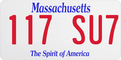 MA license plate 117SU7