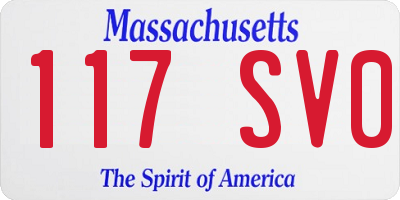 MA license plate 117SV0