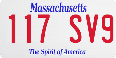 MA license plate 117SV9