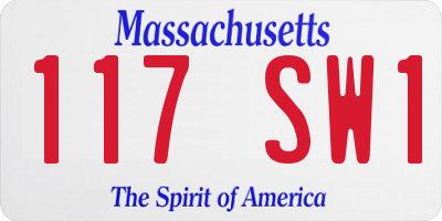 MA license plate 117SW1