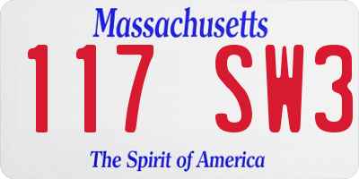 MA license plate 117SW3