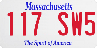 MA license plate 117SW5