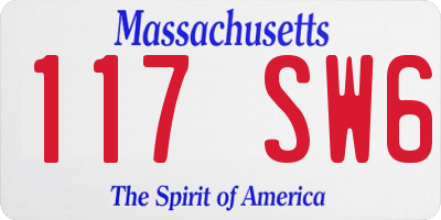 MA license plate 117SW6