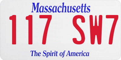 MA license plate 117SW7