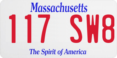 MA license plate 117SW8