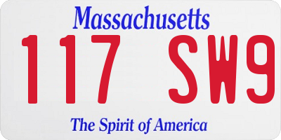MA license plate 117SW9