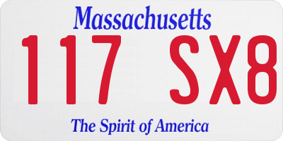 MA license plate 117SX8