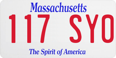 MA license plate 117SY0
