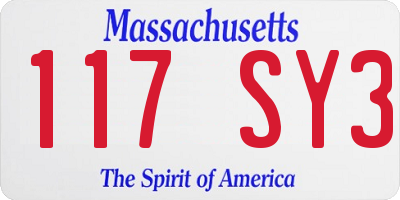 MA license plate 117SY3