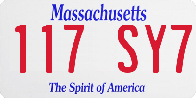 MA license plate 117SY7