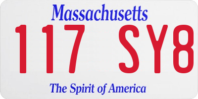 MA license plate 117SY8