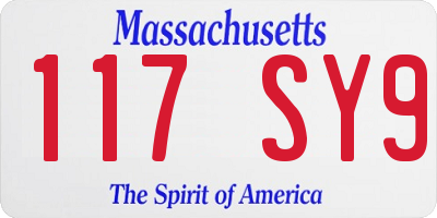 MA license plate 117SY9