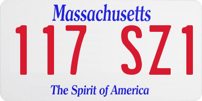 MA license plate 117SZ1