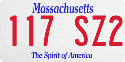 MA license plate 117SZ2