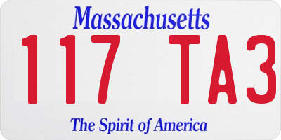 MA license plate 117TA3