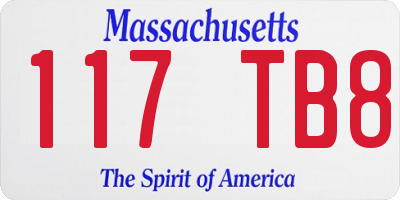 MA license plate 117TB8