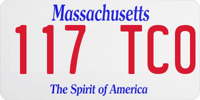 MA license plate 117TC0