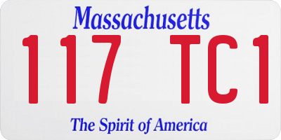 MA license plate 117TC1
