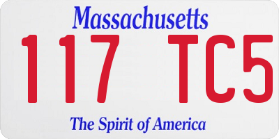 MA license plate 117TC5