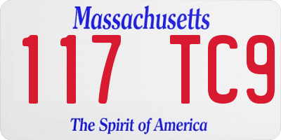 MA license plate 117TC9