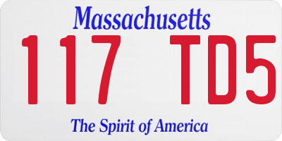 MA license plate 117TD5
