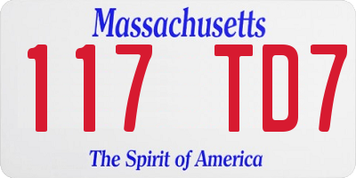 MA license plate 117TD7