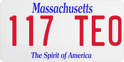 MA license plate 117TE0