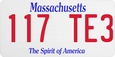 MA license plate 117TE3