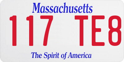 MA license plate 117TE8