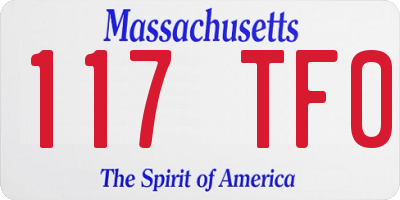 MA license plate 117TF0