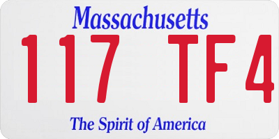 MA license plate 117TF4