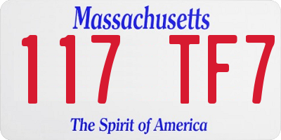 MA license plate 117TF7
