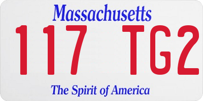MA license plate 117TG2