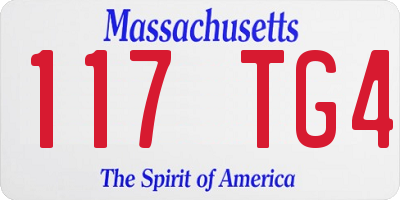 MA license plate 117TG4