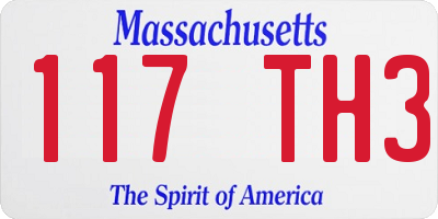 MA license plate 117TH3