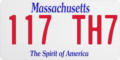 MA license plate 117TH7