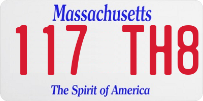 MA license plate 117TH8