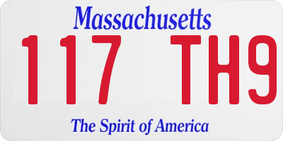 MA license plate 117TH9
