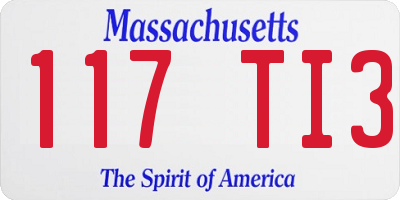 MA license plate 117TI3