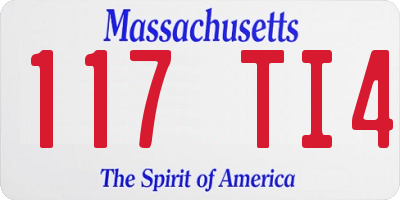 MA license plate 117TI4