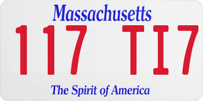 MA license plate 117TI7