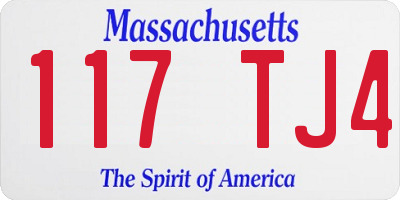 MA license plate 117TJ4