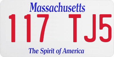 MA license plate 117TJ5