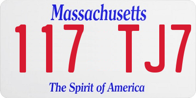 MA license plate 117TJ7