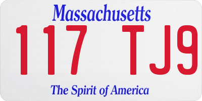 MA license plate 117TJ9
